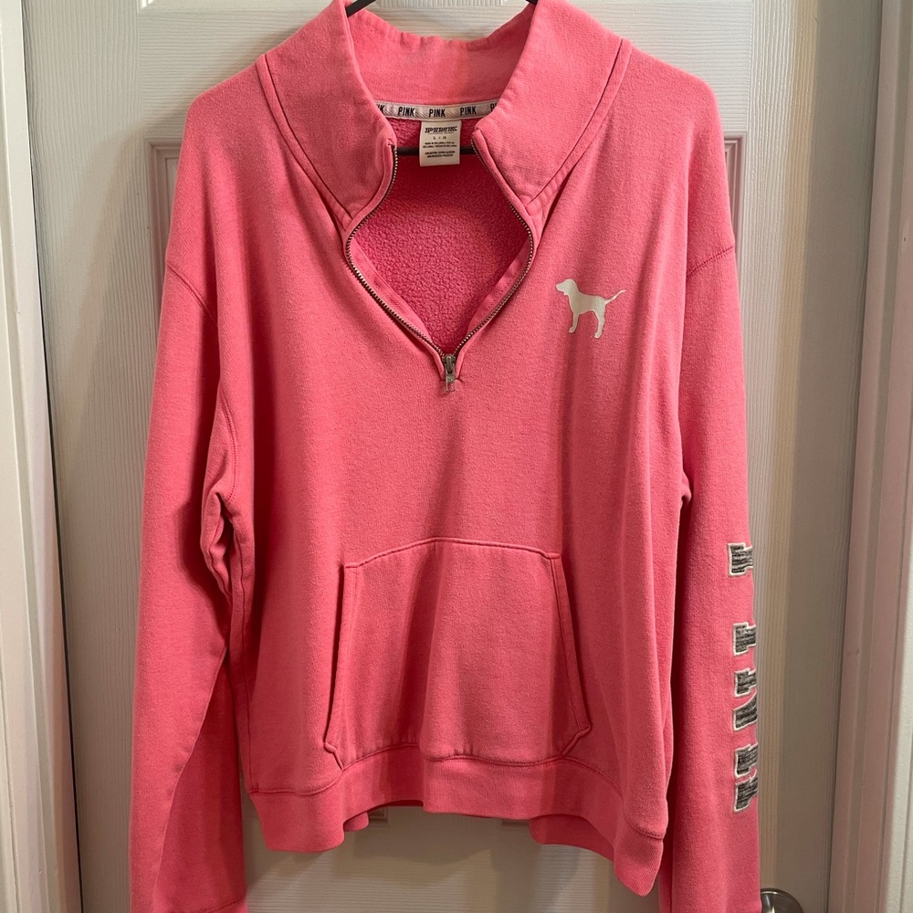 Pink quarter zip sweatshirt